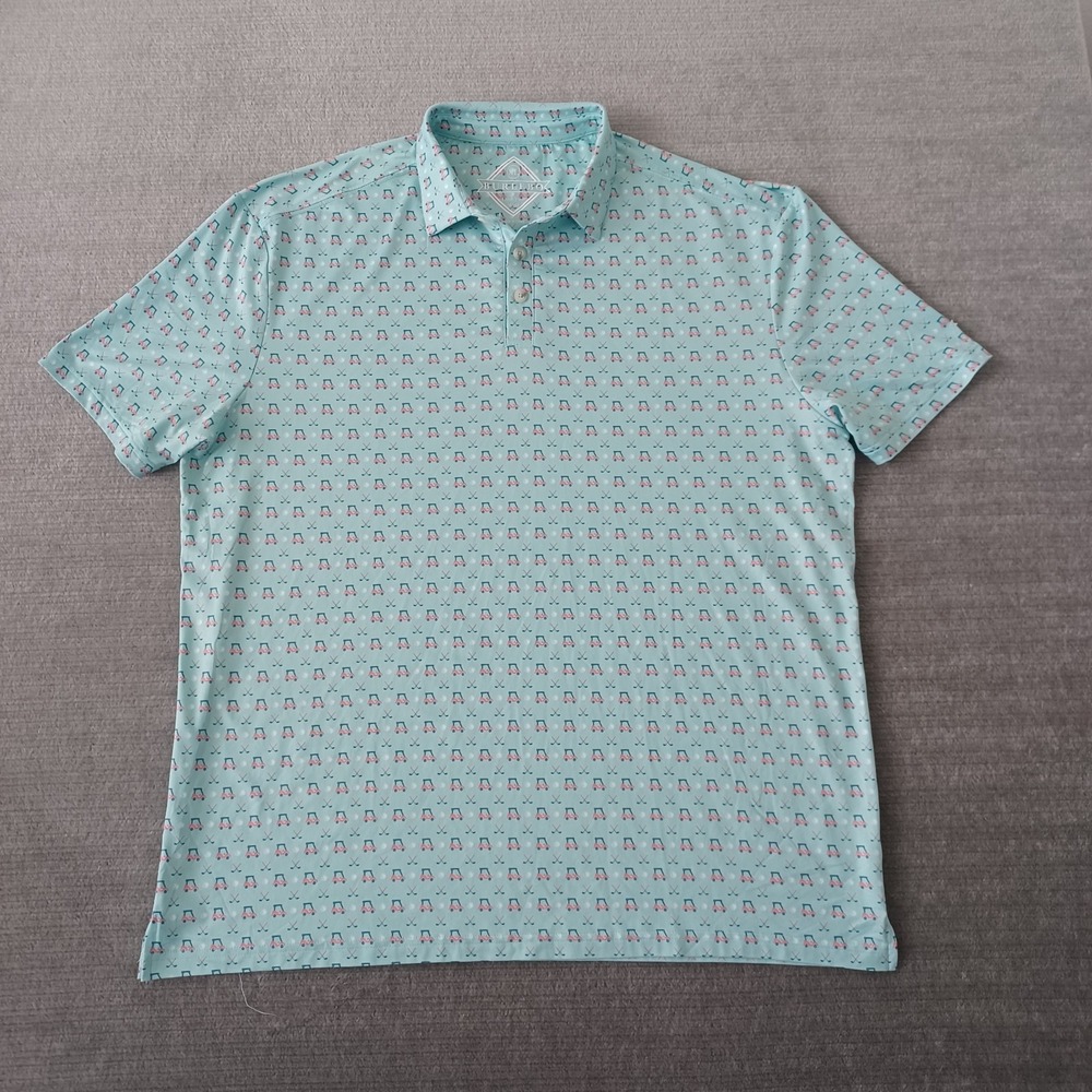BURLEBO Light Aqua Patterned Polo Shirt-small black mark on chest
